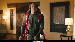 Axel haze jerks off on living room couch but stepmom arrives home