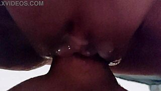 Close on her wet pussy with lots of cum after fucking