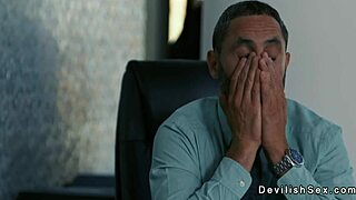 Rich guy fucking tanned brunette babe in his house