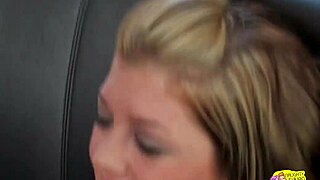 the blonde puts on a strapon and hardcore fucks her lesbian friend