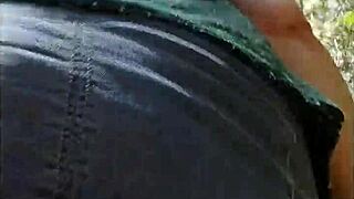 sexy mature bbw sucking cock in the forest