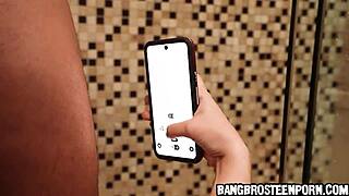 blonde stepdaughters wild obsession spying on stepdads huge cock in steamy shower leads to deepthroat facial and cheating cum swallow fantasy