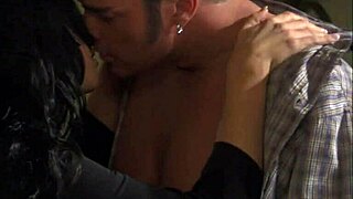 The beautiful brunette with big boobs satisfies her horny boyfriend in the study