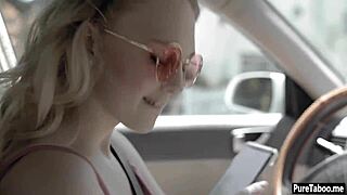 The older guy says, 'I'm taking your virginity, nervous tiny blonde teen.'