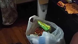 my stepmom pretending not to look at dick