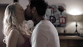 The older guy says, 'I'm taking your virginity, nervous tiny blonde teen.'