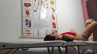 gynecologist sticks finger in patient's ass and fucks her