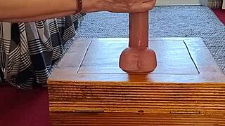 Naughty housewife offers to swap places with her dildo