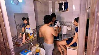 Stepsister and friend fuck desi threesome!