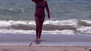 On the beach mutual masturbation with stepmother, ending in big cumshot on her hairy pussy?