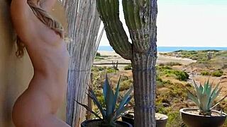 Big Tits Blonde Babe Exposed Hot Body After Passion Outdoor Striptease