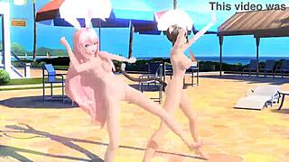 megurine luka and meiko in summer idol project diva nude mod