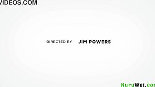 I, uh, Victor Ray and Danae Mari, that busty brunette, she gives me a nice wet handjob during our nuru massage, oh man