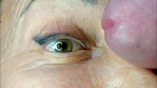 Milf Receives Extreme Close-Up Cumshot On Eye During Orgasm