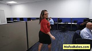 big tit milf fucked hard at work enjoys nasty facial