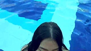 Hot Colombian big tits getting fucked outdoors by the pool