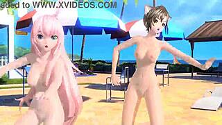 megurine luka and meiko in summer idol project diva nude mod