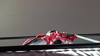 i'm bound and hooded, deepthroating cock with spit