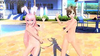 megurine luka and meiko in summer idol project diva nude mod