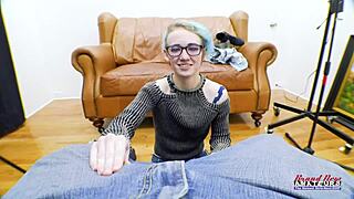 exotic skinny coed raven fingers her shaved pussy and sucks a cock