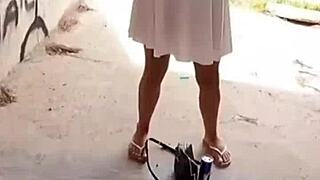 Real couple fucking in the mountain outdoors.