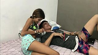 Stepsister enters my room begging for hard fucking.