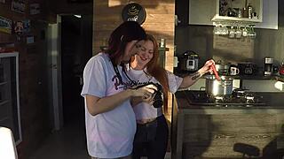 sensual kitchen photoshoot turns into sex with assistant