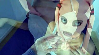 latin bdsm slut in slave mask playing with a ass plug and her master with slapping spitting and anal sex till cum