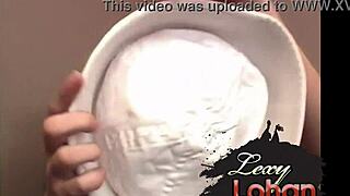 Lexy Lohan shows off her cameltoe and sexy body while giving a slutty blowjob