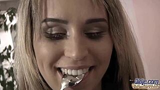 blonde girl meets grandpa for first time