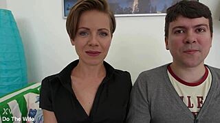 Gorgeous wife Sasha Zima fucks a big-dicked stud while her cuckold husband watches in DTW2817