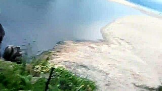 hot wife on public beach asks stranger for repellent, gets cumshot on face