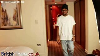 19 year old teen gives interracial handjob in homemade scene