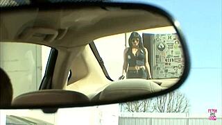 Police girl pulls over a guy and takes him in for an oily wet fuck