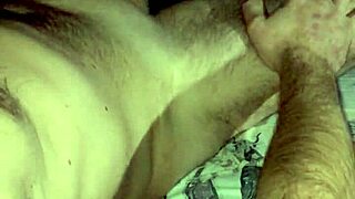 Nighttime Cock Jerking in Bedroom with Cum Swapping.