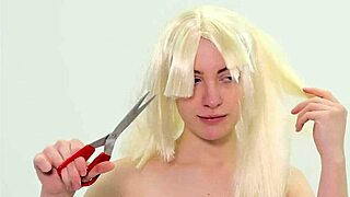 submissive woman has her hairy hair chopped off in hardcore scene