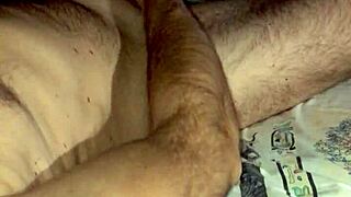 Nighttime Cock Jerking in Bedroom with Cum Swapping.