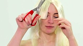submissive woman has her hairy hair chopped off in hardcore scene