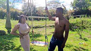 Boss lady fucks naked pool worker!