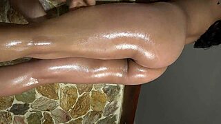 Great View Of Oiled The Beautiful Butt And Legs Of Xattlalust Red And Dark Blue Panties