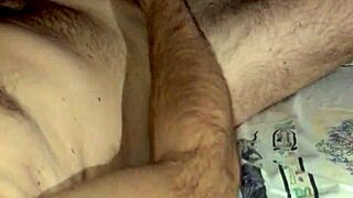 Nighttime Cock Jerking in Bedroom with Cum Swapping.