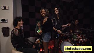 watch this natural busty brunette slut nia bleu fucked by brett maker while a band rehearses