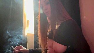 artemisia love solo dildo play while smoking cigarette