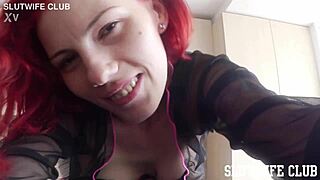 redhead slut KARLA ROSE rims ass & GAGS on cock while SMOKING