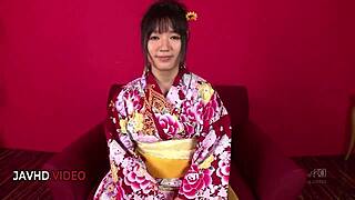 Chiharu's kimono blowjob explodes into hot JAV fuck action!