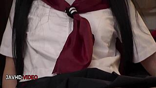 Seductive asian beauty Nako Nishino uses a stiff vibrator thrillingly