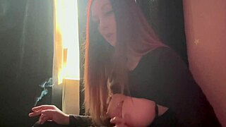 artemisia love solo dildo play while smoking cigarette