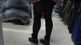 Hidden camera in fitting room admires juicy pawg and peeps legs in public mall voyeur fetish