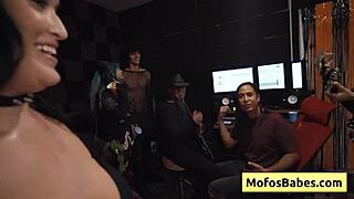 watch this natural busty brunette slut nia bleu fucked by brett maker while a band rehearses