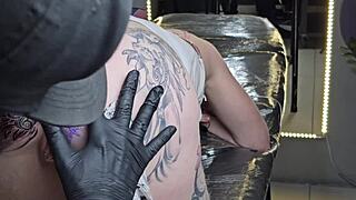 starting day with anal tattoo change and big black cock fucking.